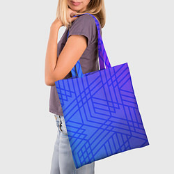 Сумка-шопер Синий градиент geometry, цвет: 3D-принт — фото 2