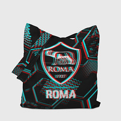 Сумка-шопер Roma FC в стиле Glitch на темном фоне, цвет: 3D-принт