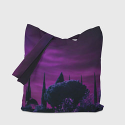 Сумка-шоппер Ночное сияние в тёмном лесу - Фиолетовый