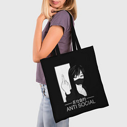 Сумка-шопер Антисоциальная девушка, цвет: 3D-принт — фото 2