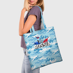 Сумка-шопер Russia: синий камфуляж, цвет: 3D-принт — фото 2