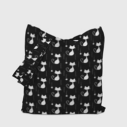 Сумка-шопер Чёрные Коты С Клубками Шерсти, цвет: 3D-принт
