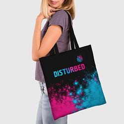 Сумка-шопер Disturbed - neon gradient: символ сверху, цвет: 3D-принт — фото 2