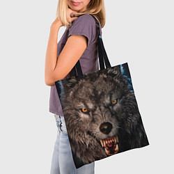 Сумка-шопер Морда злого волка, цвет: 3D-принт — фото 2