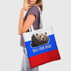Сумка-шопер Привет из России - медведь и триколор, цвет: 3D-принт — фото 2