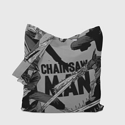 Сумка-шопер Chainsaw man comix, цвет: 3D-принт