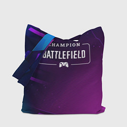 Сумка-шопер Battlefield gaming champion: рамка с лого и джойст, цвет: 3D-принт