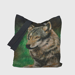 Сумка-шопер Спокойный серый волк, цвет: 3D-принт
