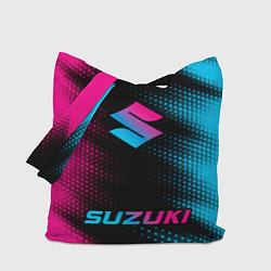 Сумка-шопер Suzuki - neon gradient: символ сверху надпись сниз, цвет: 3D-принт