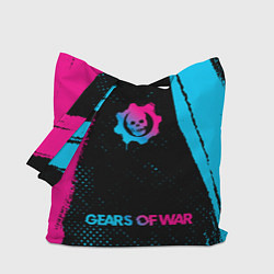 Сумка-шопер Gears of War - neon gradient: символ, надпись, цвет: 3D-принт