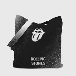 Сумка-шопер Rolling Stones glitch на темном фоне: символ, надп, цвет: 3D-принт