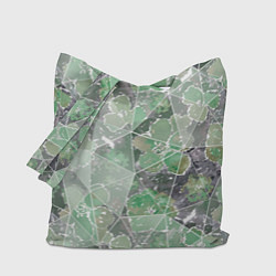 Сумка-шопер Зеленые цветы на сером мраморном фоне, цвет: 3D-принт