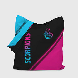 Сумка-шопер Scorpions - neon gradient: надпись, символ, цвет: 3D-принт