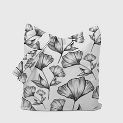 Сумка-шоппер Графичные цветы на белом фоне
