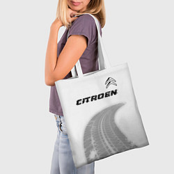 Сумка-шопер Citroen speed на светлом фоне со следами шин: симв, цвет: 3D-принт — фото 2