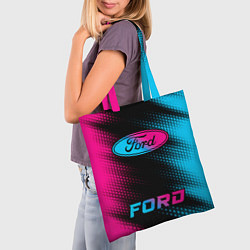 Сумка-шопер Ford - neon gradient: символ, надпись, цвет: 3D-принт — фото 2