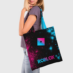 Сумка-шопер Roblox - neon gradient: символ, надпись, цвет: 3D-принт — фото 2