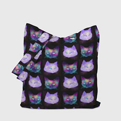 Сумка-шопер Неоновые кошачьи морды, цвет: 3D-принт