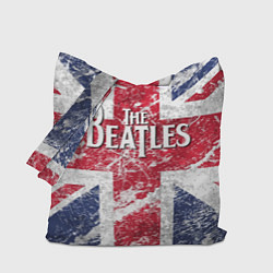 Сумка-шоппер The Beatles - лого на фоне флага Великобритании