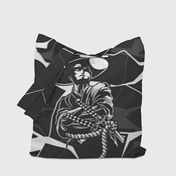 Сумка-шопер Самурай на черно-белом фоне, цвет: 3D-принт