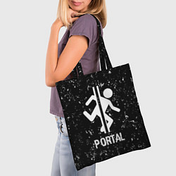 Сумка-шопер Portal glitch на темном фоне, цвет: 3D-принт — фото 2