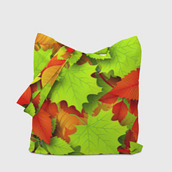 Сумка-шопер Зелёные осенние листья, цвет: 3D-принт