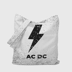 Сумка-шопер AC DC с потертостями на светлом фоне, цвет: 3D-принт