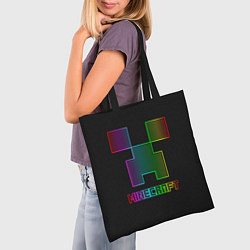 Сумка-шопер Minecraft logo neon, цвет: 3D-принт — фото 2