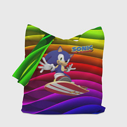 Сумка-шопер Sonic - hedgehog - skateboarding - bands, цвет: 3D-принт