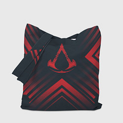 Сумка-шопер Красный символ Assassins Creed на темном фоне со с, цвет: 3D-принт