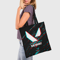 Сумка-шопер Valorant в стиле glitch и баги графики на темном ф, цвет: 3D-принт — фото 2