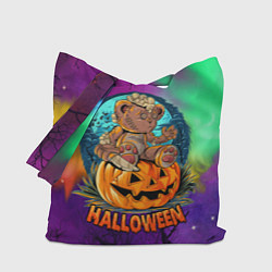 Сумка-шопер Хэллоуин - мишка на тыкве, цвет: 3D-принт