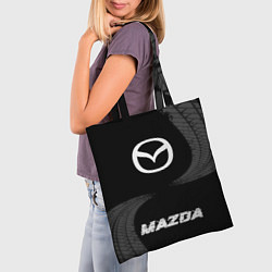 Сумка-шопер Mazda speed шины на темном: символ, надпись, цвет: 3D-принт — фото 2