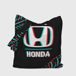 Сумка-шопер Значок Honda в стиле glitch на темном фоне, цвет: 3D-принт
