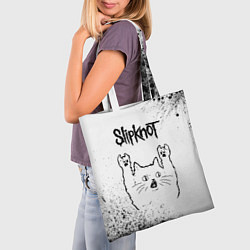 Сумка-шопер Slipknot рок кот на светлом фоне, цвет: 3D-принт — фото 2
