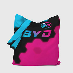 Сумка-шопер BYD - neon gradient: символ сверху, цвет: 3D-принт