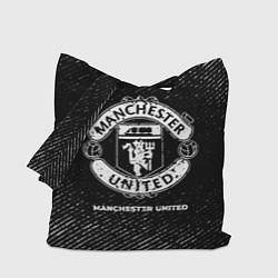 Сумка-шопер Manchester United с потертостями на темном фоне, цвет: 3D-принт