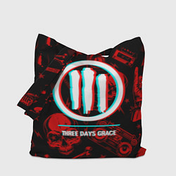 Сумка-шопер Three Days Grace rock glitch, цвет: 3D-принт