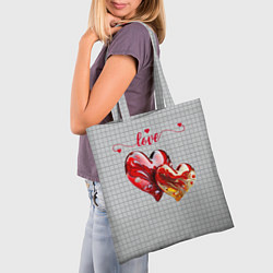Сумка-шопер Love - сердечки, цвет: 3D-принт — фото 2