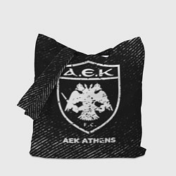 Сумка-шопер AEK Athens с потертостями на темном фоне, цвет: 3D-принт