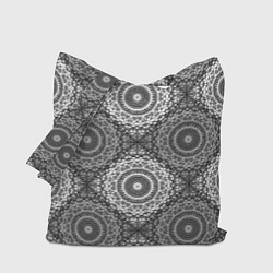 Сумка-шопер Ажурный кружевной узор пэчворк Черно-белые квадрат, цвет: 3D-принт