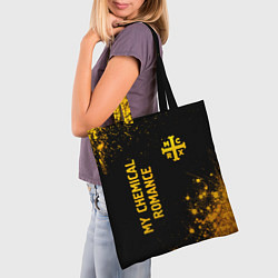 Сумка-шопер My Chemical Romance - gold gradient: надпись, симв, цвет: 3D-принт — фото 2