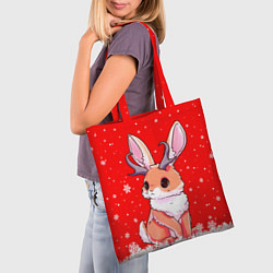 Сумка-шопер Кролик олень - кролик с рожками, цвет: 3D-принт — фото 2