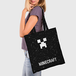Сумка-шопер Minecraft glitch на темном фоне: символ, надпись, цвет: 3D-принт — фото 2