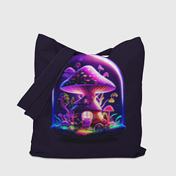 Сумка-шопер Волшебный неоновый гриб в банке, цвет: 3D-принт