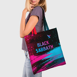 Сумка-шопер Black Sabbath - neon gradient: символ сверху, цвет: 3D-принт — фото 2