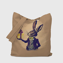 Сумка-шопер Кролик в костюме с подарком, цвет: 3D-принт
