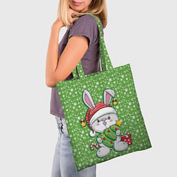 Сумка-шопер Милый кролик с елочкой, цвет: 3D-принт — фото 2