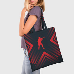 Сумка-шопер Красный символ Counter Strike на темном фоне со ст, цвет: 3D-принт — фото 2
