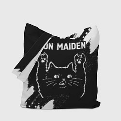 Сумка-шопер Группа Iron Maiden и рок кот, цвет: 3D-принт
